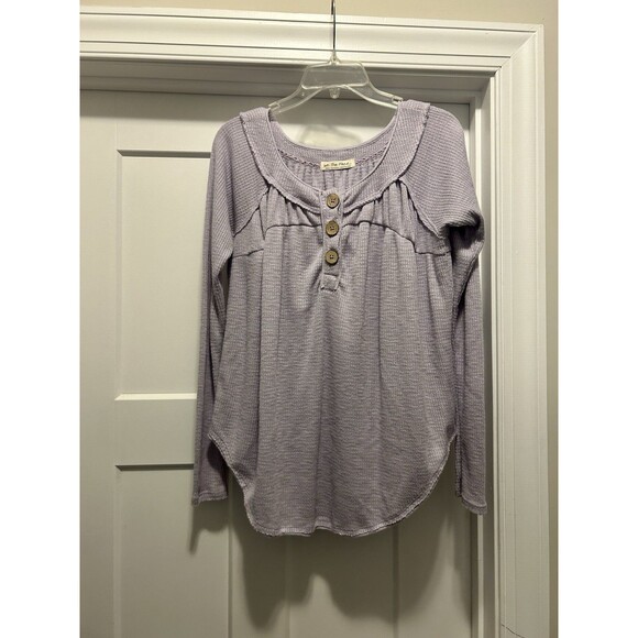 Free People We The Free Long Sleeve Scoop Neck Purple Thermal Top Size Small - Picture 2 of 5